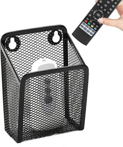 حامل معدني مثبت على الحائط وجهاز التحكم عن بعد وصندوق تخزين منظم ووسائط (معدن، أسود) in Saudi Arabia