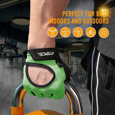 قفازات رفع الأثقال من ATERCEL حماية كاملة لراحة اليد، قفازات التمرين للصالة الرياضية، ركوب الدراجات، التمرين، قابلة للتنفس، خفيفة الوزن للغاية للرجال والنساء (أخضر، X-Large) in Kuwait