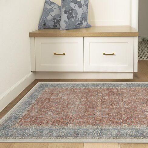 RUGGABLE Celestine Washable Rug - Vintage Area Rug for Living Room, Bedroom, Kitchen & Dorm Room - Pet & Child Friendly - Stain & Water Resistant - Soft & Durable, Coral 3'x5' (Standard Pad) in Saudi Arabia