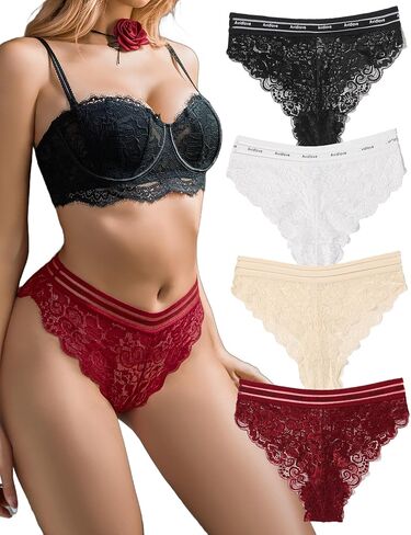Avidlove Women's Underwear Floral Lace Panties Sexy Hipster Underwear Briefs Panty Set (S-XXL) in Kuwait