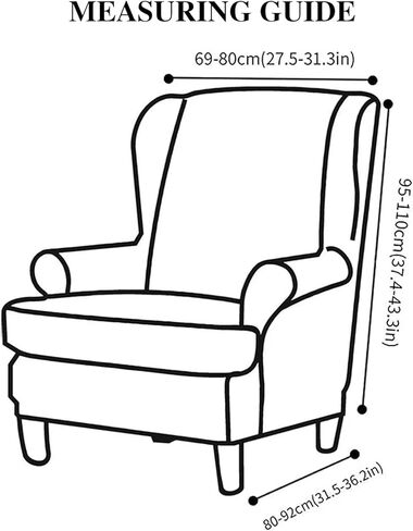 Wingback Chair Cover 2 Piece Stretch Wingback Chair Slipcover, Milk Silk Waterproof Wingback Armchair Covers, Furniture Protector with Elastic Bottom for Living Room Bedroom- Pink in Saudi Arabia