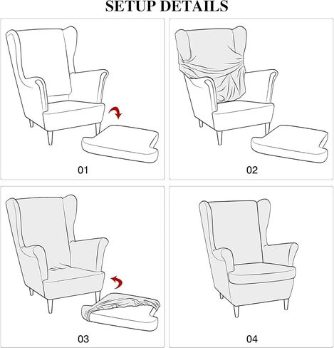 Wingback Chair Cover 2 Piece Stretch Wingback Chair Slipcover, Milk Silk Waterproof Wingback Armchair Covers, Furniture Protector with Elastic Bottom for Living Room Bedroom- Pink in Saudi Arabia