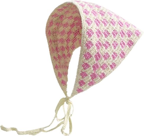 Crochet Bandana Head Kerchief Knitted Hair Scarf Boho Vintage Headbands Triangle Hair Tie Handmade Floral Hair Headwrap in Kuwait