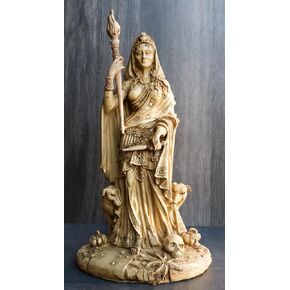 Ebros Gift Pagan Wicca Deity Hecate Statue Greek Goddess of Magic Witchcraft & Necromancy Hekate with She-Dogs Decorative Figurine Triple Goddess Form Feminism Symbol Sculpture (Ivory Beige)