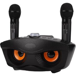 ASHATA Wireless Microphone System, Dual Cordless Mic Set Home KTV Stereo Bluetooth Karaoke System, Innovative Owl Karaoke, Support Aux Input, Memory Card and U Disk