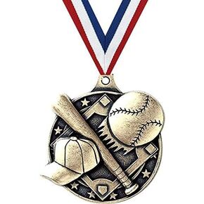 Baseball Medals, 2" Gold Kids Baseball Medal Award with Free Custom Engraving Prime