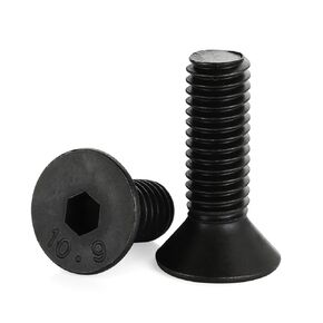 #4-40 x 1/4" Flat Head Socket Cap Screws Countersunk Bolts Countersunk Bolts, Alloy Steel Grade 10.9, Fully Threaded, Black Oxide, 50 PCS