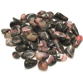 Crystal Collection: Natural Tumbled Rhodonite with Velvet Bag (1/2 Pound)