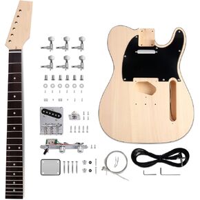 DIY طقم جيتار كهربائي Tele Style Guitar Kits مجموعات المبتدئين مع جسم الزيزفون الصلب رقبة القيقب كروم الأجهزة اليد اليمنى بناء الغيتار الخاص بك. in Kuwait