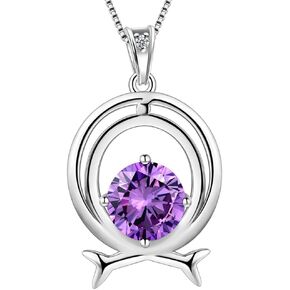 Aurora Tears Zodiac Constellation Necklaces Women 925 Sterling Silver Crystal Birthstone Pendant Cubic Zirconia Birth Jewelry Charm Dating Jewelry