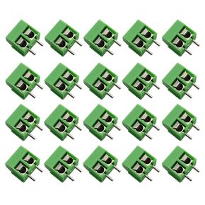 20-Pack 300V 10A PCB Mount Screw Terminal Block Connectors for Arduino 2 Pin 5mm Pitch (Green)