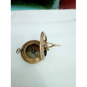 Working Compass Necklace Antiqued Brass Sundial 47mm-Nautical Jewelry