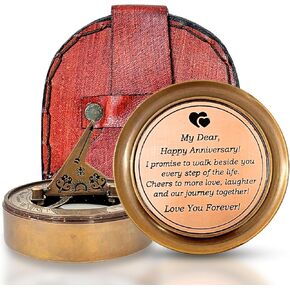 Navigate Your Adventures in Style: Vintage Brass Compass Set in Exquisite Leather Case - A Travel Companion and Unforgettable Gift (3 Inch)
