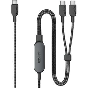 Anker USB C Cable, 4 ft 2-in-1 USB C to USB C Cable 140W Max, Fast Charging for iPhone 15/15 Pro/15 Pro Max/15 Plus, Samsung S24/S23, MacBook Air/Pro, Lenovo, HP, iPad, and More (USB 2.0, Braided)