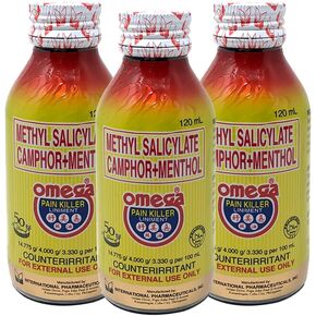Methyl Salicylate Camphor+Menthol Omega Pain Killer Liniment 120mL (Pack of 3)