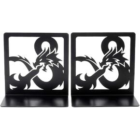 CALIDAKA 1 Pair Book Ends Bookends Dragon Design Black Bookends for Shelves Heavy Duty Book Supports Non-Skid Book Stopper Bookshelf Holder for Office Home School Kitchen