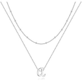 Yoosteel Layered Initial Necklaces for Women Girls, 14K Gold Plated Dainty Layering Letter Necklace Personalized Monogram Layered Gold Silver Initial Necklaces for Women Girls Jewelry