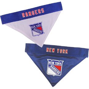 Pets First NHL New York Rangers Reversible Bandana Size XX-Large for Dogs & Cats. 2 Sided Sports Bandana, Premium Embroidery Team Logo, Many NHL Teams Available