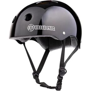 187 Killer Pads Pro Skate Helmet with Sweatsaver Liner, Black Glossy, X-Large