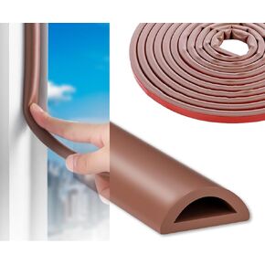 Weather Stripping for Door,Insulation Weatherproof Doors and Windows Seal Strip,Collision Avoidance Rubber Self-Adhesive Weatherstrip,Sound Insulation, Warmth (Brown, 0.35" W X 0.31" T X 20Ft)