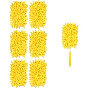 6pcs Ceiling Fan Duster Refill, Microfiber Duster Refills for Swiffer Duster Refill 360 Hand Dusters for Cleaning Compatible with Swiffer (Yellow)