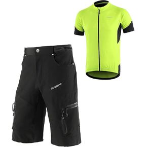 BERGRISAR Mens Mountain Bike Shorts & Cycling Jersey Short Sleeves Road Bicycle Shirt