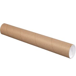 Aviditi Kraft Mailing Tubes with Caps, 3" x 38", Pack of 24, for Shipping, Storing, Mailing, and Protecting Documents, Blueprints and Posters