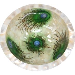 5" Mother of Pearl Bowl for Home Decor, Pearl Shell Bowl for Snacks, Fruit Bowl, Gift Multipurpose Desk Bowl for Office Home Decorative Centerpiece Bowl(Peacock)