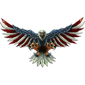 WOCOKA Metal American Bald Eagle Wall Art，40"*24" Oversize Metal Eagle Wall Decor American Flag Bald Eagle Hanging Patriotic Sculpture Independence Day Wall Decorations（4 pieces Combined）
