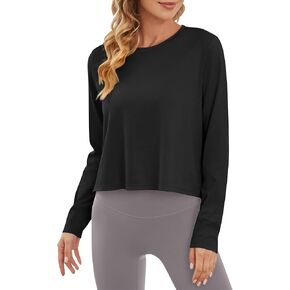G4Free Workout Tops for Women Sun Shirts Women UPF 50+ Cropped Running Athletic Tops Lightweight Breathable