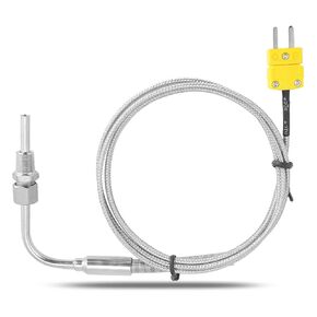 EGT K Type Thermocouple, 1/8" NPT Stainless Steel EGT Thermocouple Mini K Type Connector for Exhaust Gas Temp Probe with Exposed Tip & Connector, Adjustable Pressure Lock