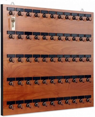 Key Rack, Key Holder # 55MCN, Extra Space 55 Bolted Metal Hooks with 'Customize Nameplate', (60 Sets of Tag & Ring Included) - Made in USA in Kuwait