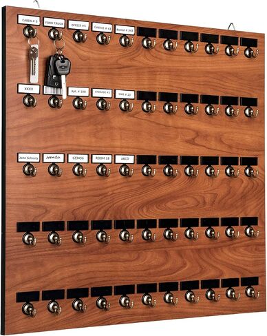 Key Rack, Key Holder # 55MCN, Extra Space 55 Bolted Metal Hooks with 'Customize Nameplate', (60 Sets of Tag & Ring Included) - Made in USA in Kuwait