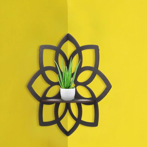 PRETYZOOM Corner Shelf Wall Decor Rack Wood Display Shelf Organizer Shelf Flower Floating Shelf Kitchen Storage Shelf Wall Holder Shelf Floating Cabinet for Wall Flower Rustic Wall Shelves in Saudi Arabia