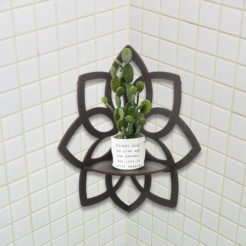 PRETYZOOM Corner Shelf Wall Decor Rack Wood Display Shelf Organizer Shelf Flower Floating Shelf Kitchen Storage Shelf Wall Holder Shelf Floating Cabinet for Wall Flower Rustic Wall Shelves in Saudi Arabia