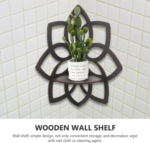 PRETYZOOM Corner Shelf Wall Decor Rack Wood Display Shelf Organizer Shelf Flower Floating Shelf Kitchen Storage Shelf Wall Holder Shelf Floating Cabinet for Wall Flower Rustic Wall Shelves in Saudi Arabia