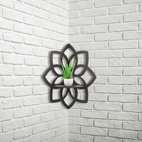 PRETYZOOM Corner Shelf Wall Decor Rack Wood Display Shelf Organizer Shelf Flower Floating Shelf Kitchen Storage Shelf Wall Holder Shelf Floating Cabinet for Wall Flower Rustic Wall Shelves in Saudi Arabia