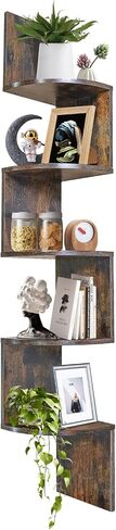 5-Tier Corner Shelves, Floating Corner Shelf, Wall Mount Floating Corner Shelf for Bedrooms, Bathroom Shelves, Kitchen, Offices, Living Room Brown in Saudi Arabia