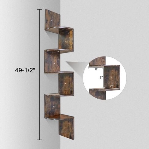 5-Tier Corner Shelves, Floating Corner Shelf, Wall Mount Floating Corner Shelf for Bedrooms, Bathroom Shelves, Kitchen, Offices, Living Room Brown in Saudi Arabia