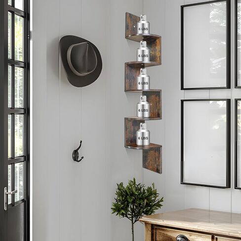 5-Tier Corner Shelves, Floating Corner Shelf, Wall Mount Floating Corner Shelf for Bedrooms, Bathroom Shelves, Kitchen, Offices, Living Room Brown in Saudi Arabia