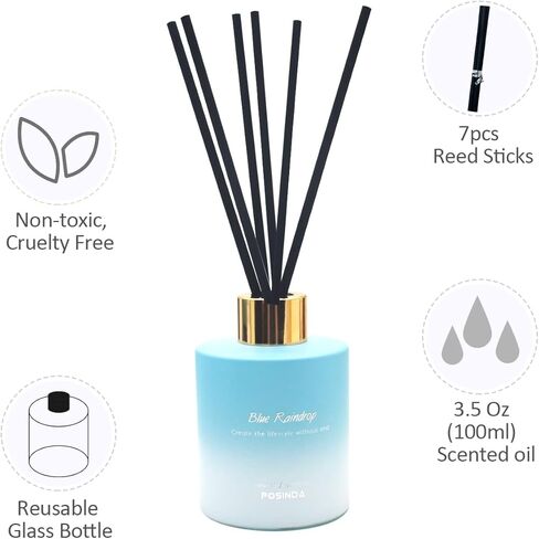 Reed Diffuser, Lily of The Valley Scented Diffuser with Rattan Sticks Home Fragrance Diffuser Oil Gift Set for Bathroom Shelf Air Fresheners Home & Office Decor,3.5fl.oz(100mml) in Kuwait