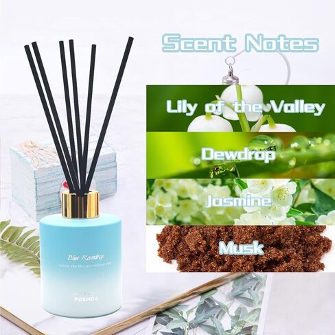 Reed Diffuser, Lily of The Valley Scented Diffuser with Rattan Sticks Home Fragrance Diffuser Oil Gift Set for Bathroom Shelf Air Fresheners Home & Office Decor,3.5fl.oz(100mml) in Kuwait