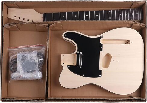 DIY طقم جيتار كهربائي Tele Style Guitar Kits مجموعات المبتدئين مع جسم الزيزفون الصلب رقبة القيقب كروم الأجهزة اليد اليمنى بناء الغيتار الخاص بك. in Kuwait