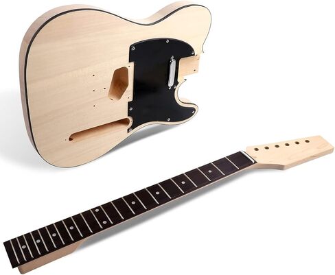 DIY طقم جيتار كهربائي Tele Style Guitar Kits مجموعات المبتدئين مع جسم الزيزفون الصلب رقبة القيقب كروم الأجهزة اليد اليمنى بناء الغيتار الخاص بك. in Kuwait