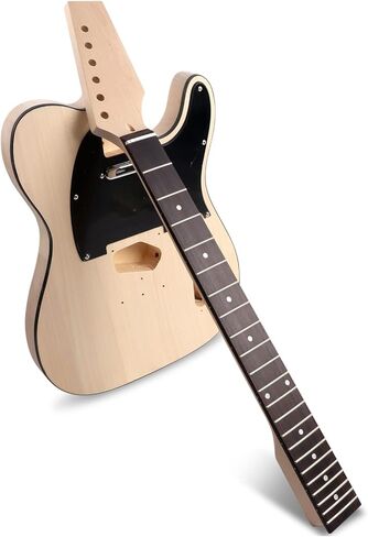 DIY طقم جيتار كهربائي Tele Style Guitar Kits مجموعات المبتدئين مع جسم الزيزفون الصلب رقبة القيقب كروم الأجهزة اليد اليمنى بناء الغيتار الخاص بك. in Kuwait