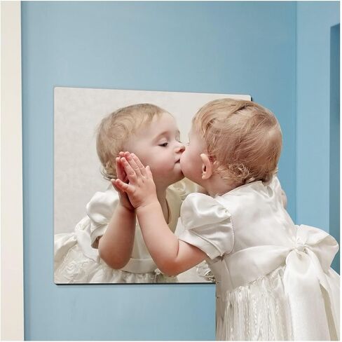 مرايا مقاومة للكسر آمنة للأطفال على الحائط، مرآة مثبتة على الحائط بطول كامل، مصنوعة من زجاج شبكي أكريليك غير قابل للكسر، قطعة واحدة مقاس 8 × 8 بوصة، مرآة خزانة باب غرفة النوم، تمرين لجسم الصالة الرياضية المنزلية in Kuwait