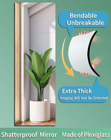مرايا مقاومة للكسر آمنة للأطفال على الحائط، مرآة مثبتة على الحائط بطول كامل، مصنوعة من زجاج شبكي أكريليك غير قابل للكسر، قطعة واحدة مقاس 8 × 8 بوصة، مرآة خزانة باب غرفة النوم، تمرين لجسم الصالة الرياضية المنزلية in Kuwait