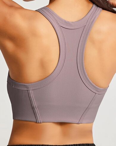 حمالة صدر رياضية للسيدات من AVGO بتصميم Racerback، ملابس رياضية مضلعة مع حمالة صدر مدمجة، ملابس علوية للتمرين برقبة عالية in Kuwait