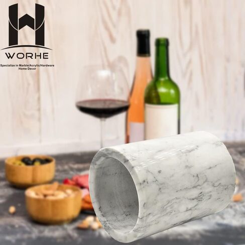 WORHE Natural Marble Wine Chiller Bucket Gift for Dad Father's day Chiller Large Size Ice Wine Kitchen Utensil Holder for Kitchen Bar Dinner Party Decor (DL019) in Saudi Arabia