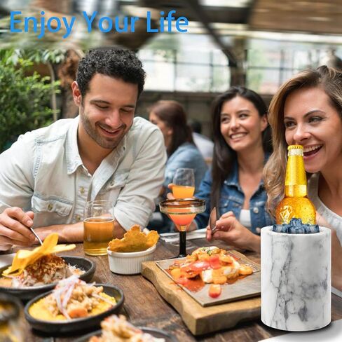 WORHE Natural Marble Wine Chiller Bucket Gift for Dad Father's day Chiller Large Size Ice Wine Kitchen Utensil Holder for Kitchen Bar Dinner Party Decor (DL019) in Saudi Arabia